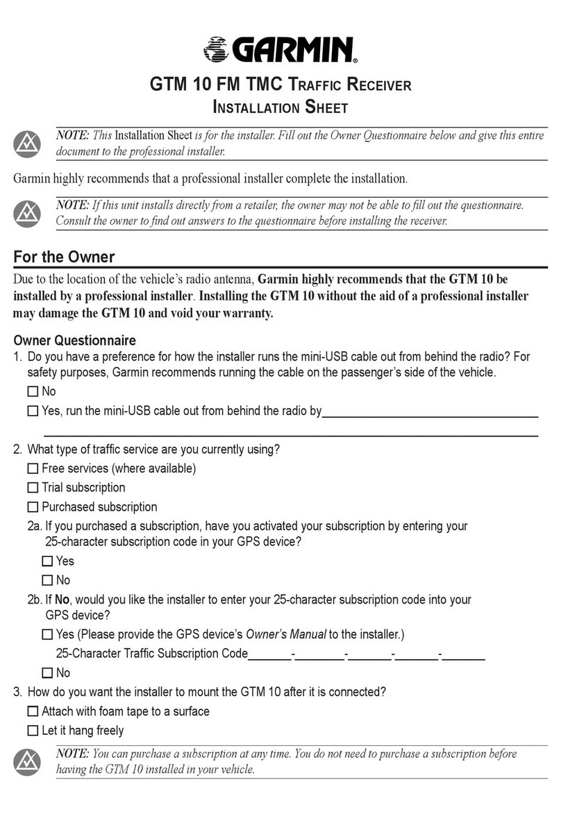Garmin GTM 10 Installation sheet