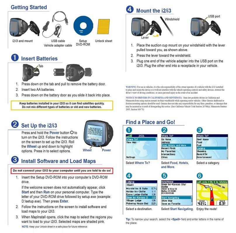 Garmin StreetPilot I2 - Automotive GPS Receiver Setup guide Garmin StreetPilot I2 - Automotive GPS Receiver Setup guide