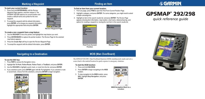 Garmin GPSMAP 292 - Marine GPS Receiver Quick reference guide