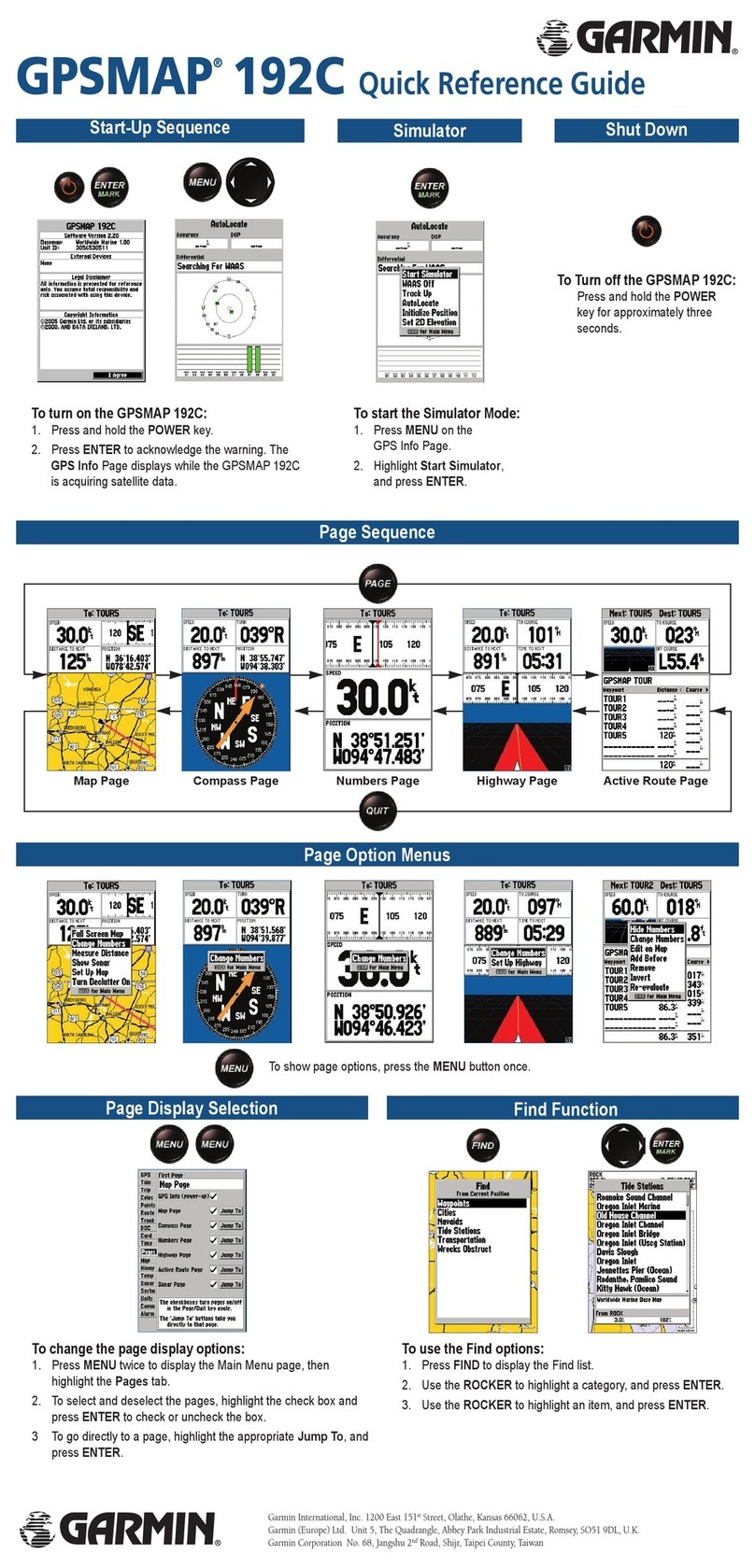 Garmin GPSMAP 192C User manual