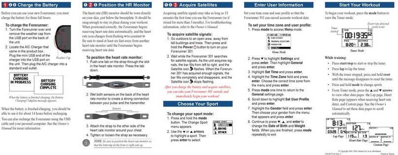 Garmin Forerunner 301 - Running GPS Receiver User manual