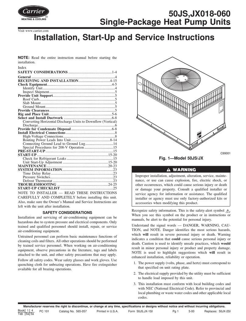 Carrier 50JS Dimensions and installation guide