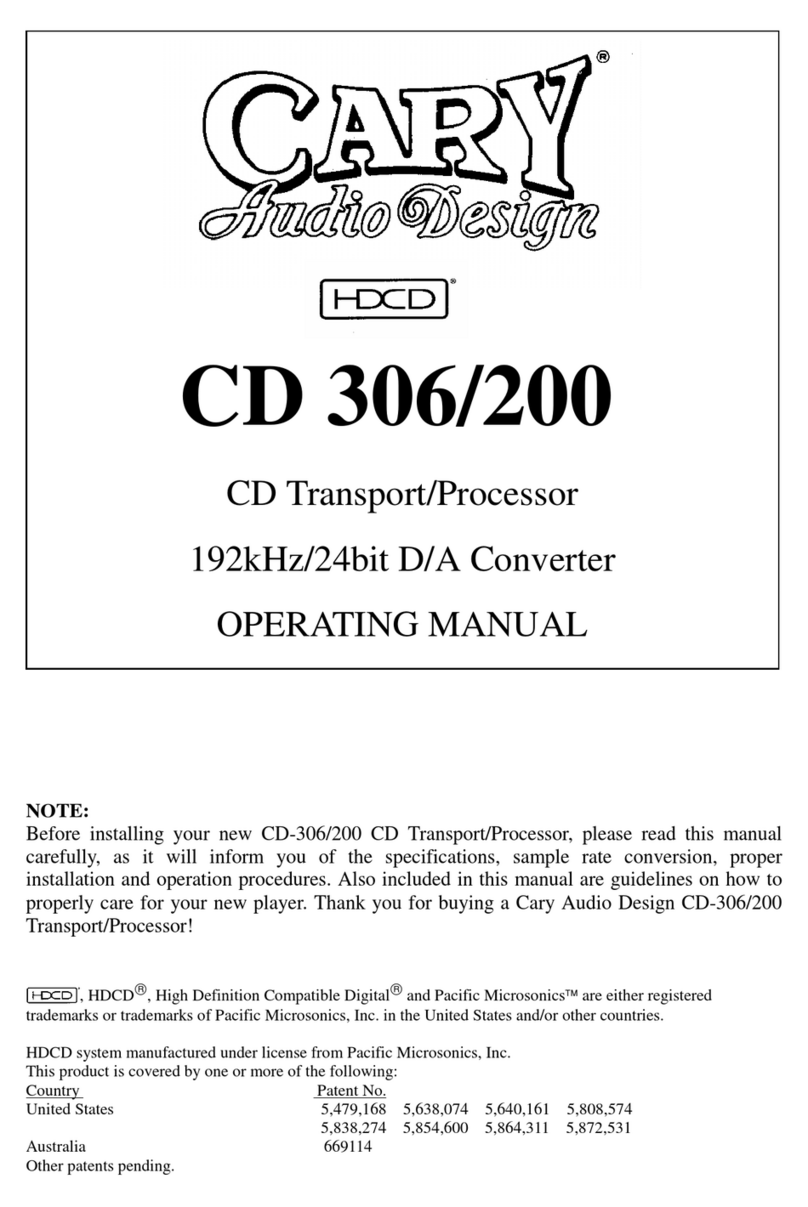 Cary Audio Design CD 200 User manual