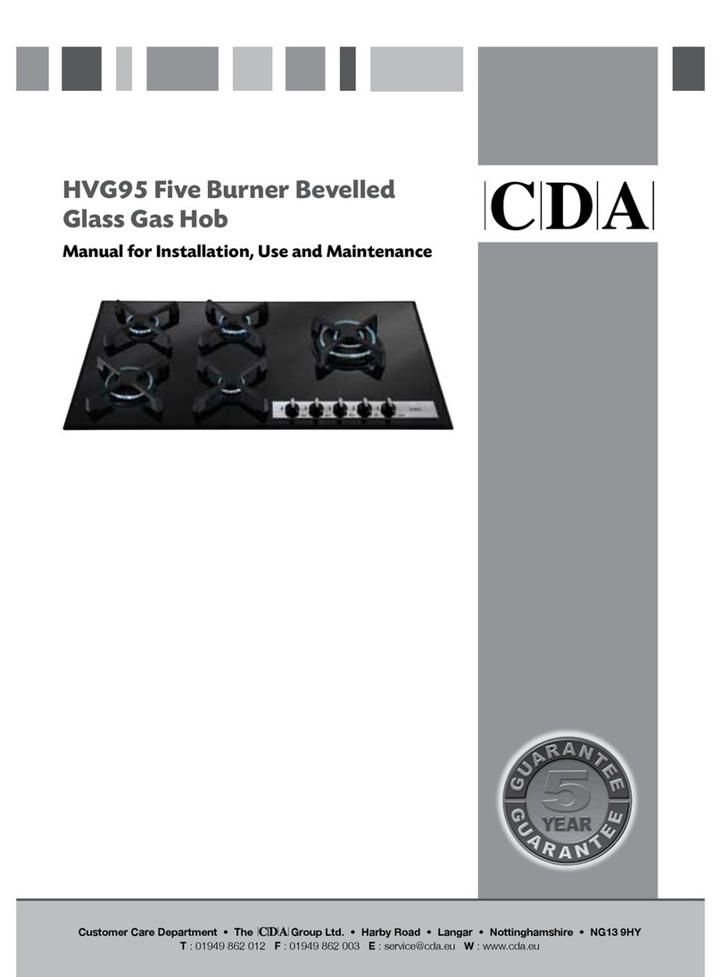 CDA HVG95 Manual for installation, use and maintenance