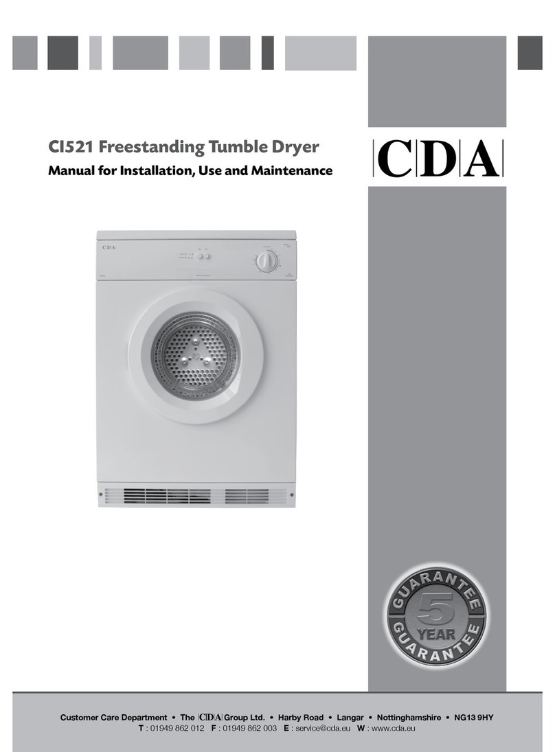 CDA FREESTANDING TUMBLE CI521 Installation & use manual