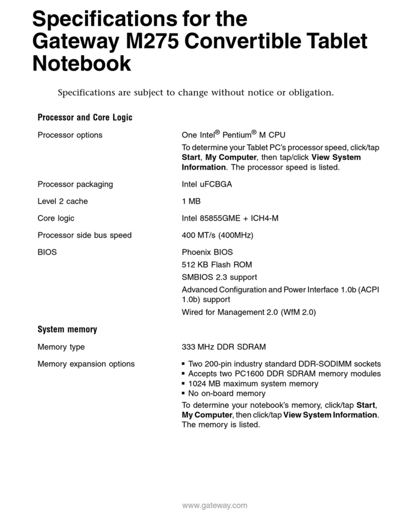 Gateway M275 User manual