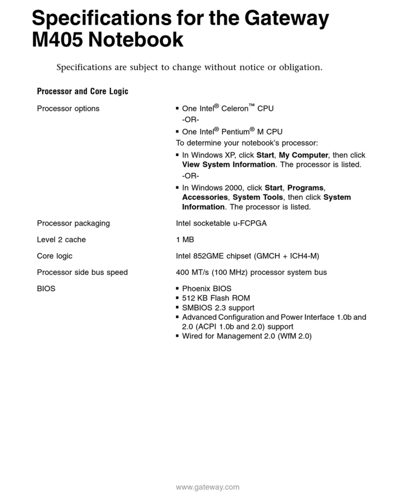 Gateway M405 User manual
