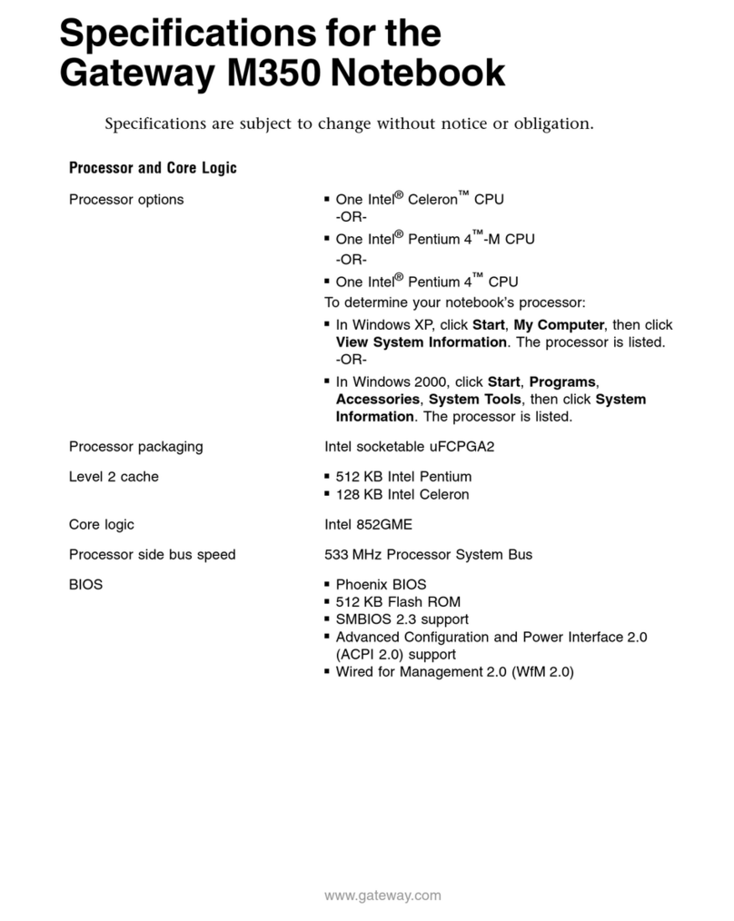 Gateway M350 User manual Gateway M350 User manual