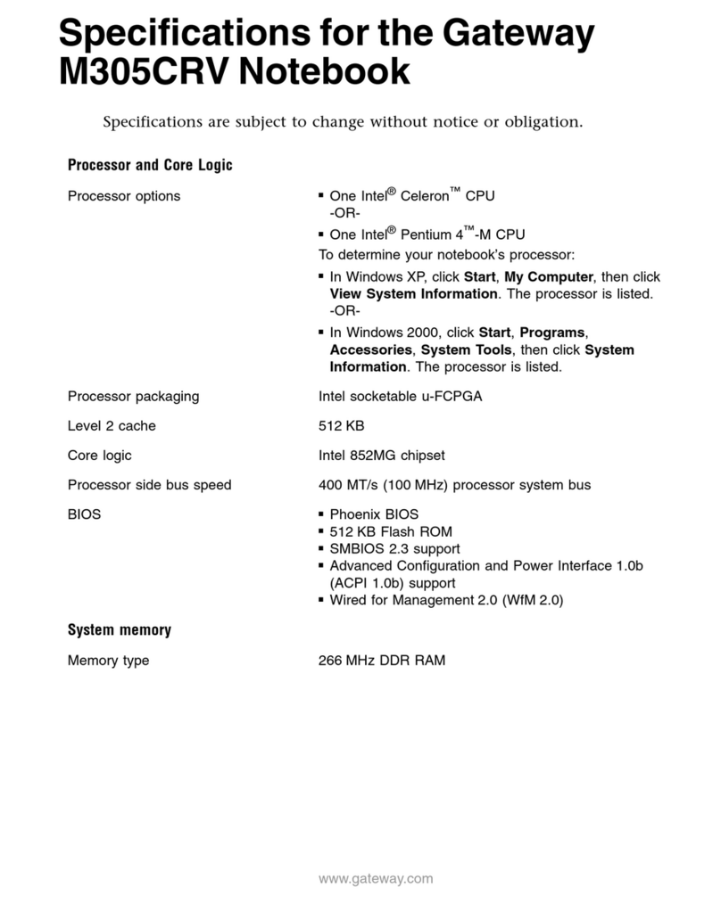 Gateway M305 User manual