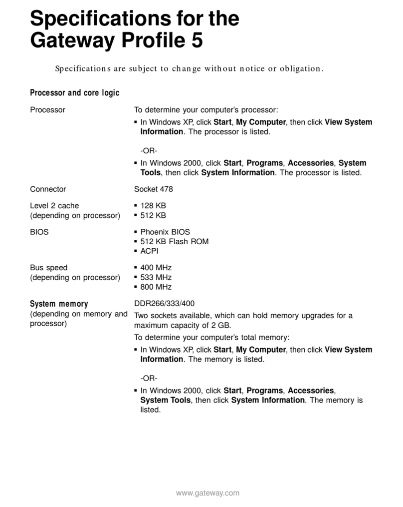 Gateway Gateway Profile 5 User manual
