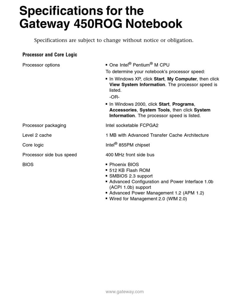 Gateway 450ROG User manual