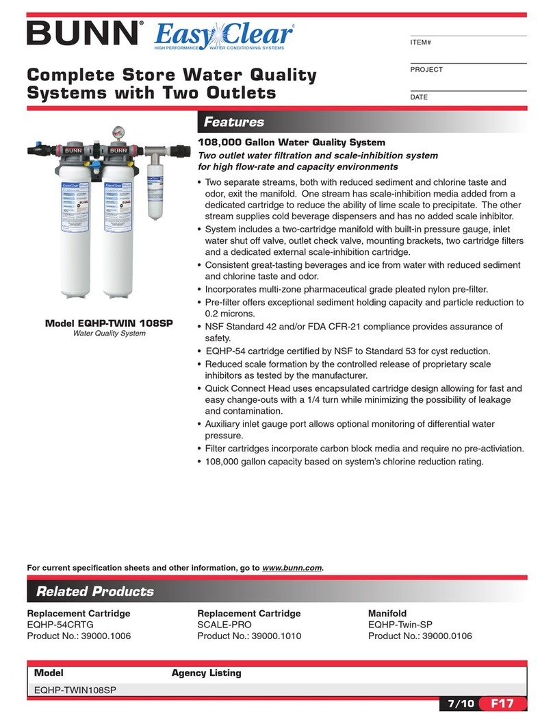 Bunn Water Quality System EQHP-TWIN 108SP Specification sheet
