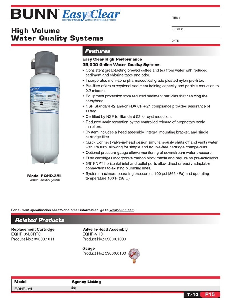 Bunn Water Quality System EQHP-35L Specification sheet