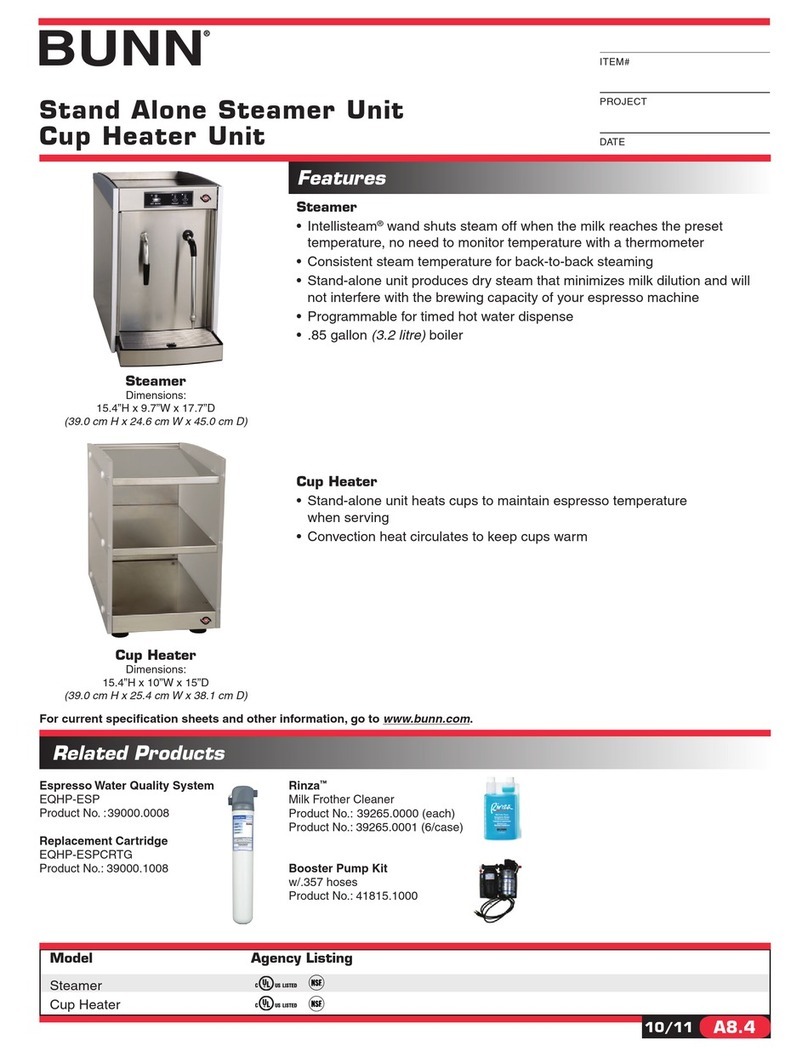Bunn Stand Alone Steamer Unit none User manual