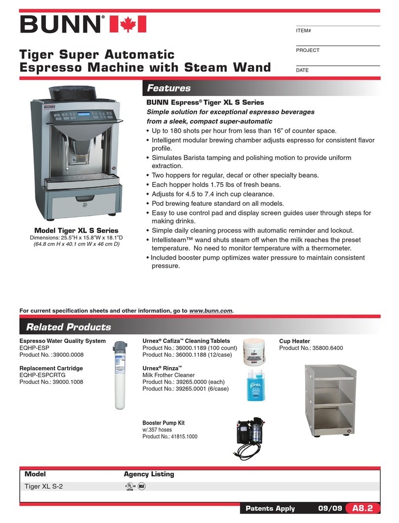 Bunn Tiger Super Automatic Espresso Machine with Steam Wand XL... User manual