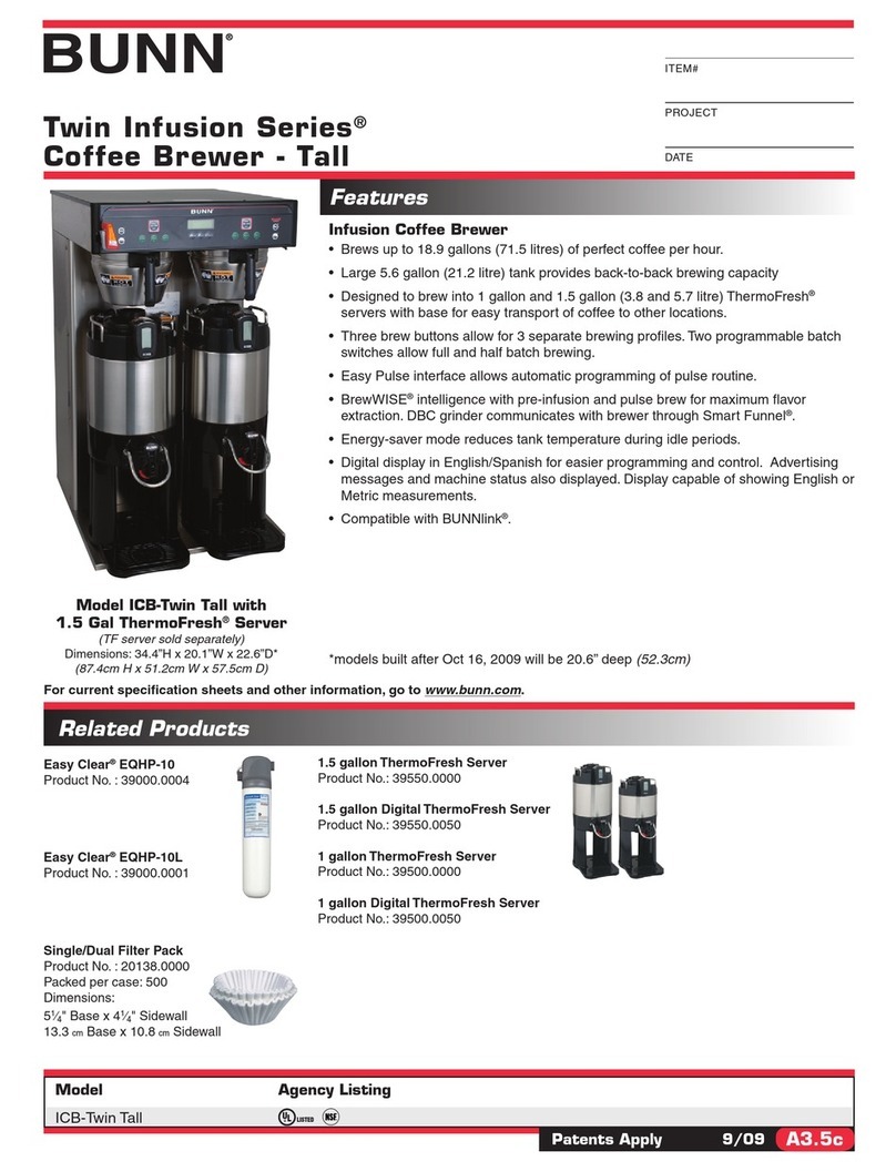 Bunn TWIN INFUSION SERIES ICB-TWIN TALL User manual