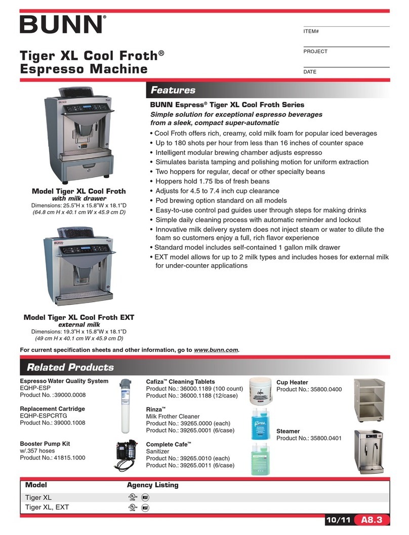 Bunn Tiger Cool Froth Series User manual