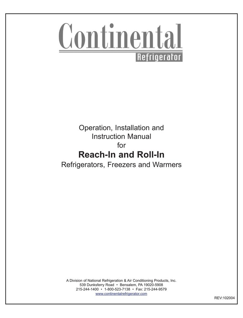 Continental Refrigerator 102004 Operator's installation and instruction manual Continental Refrigerator 102004 Operator's installation and instruction manual
