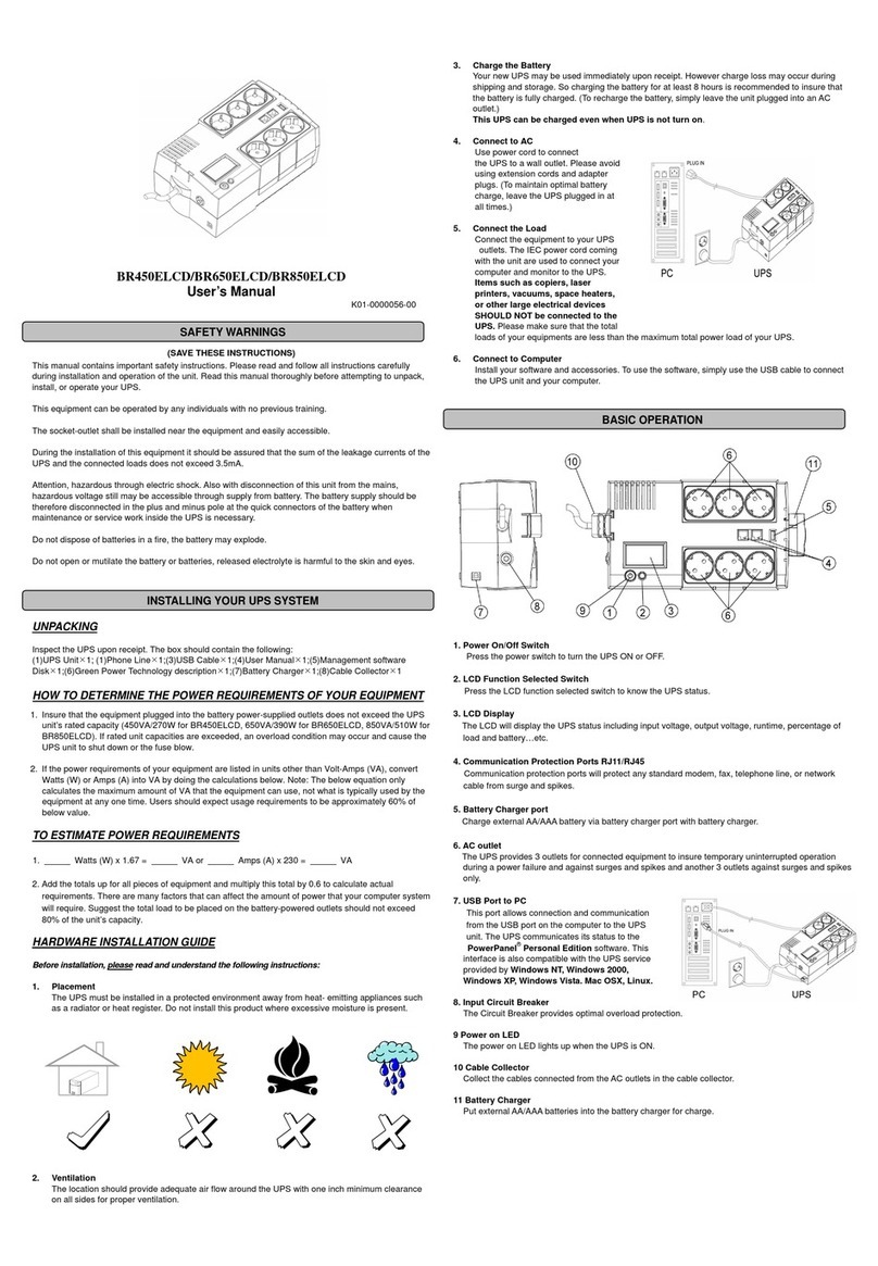CyberPower UPS BR850ELCD user manual