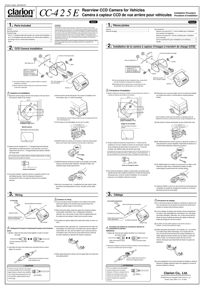 Clarion SURROUND SIGHT CC-425E Install procedures Clarion SURROUND SIGHT CC-425E Install procedures