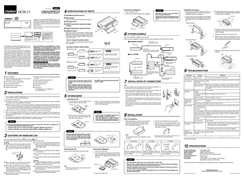 Clarion DCZ625 User manual Clarion DCZ625 User manual
