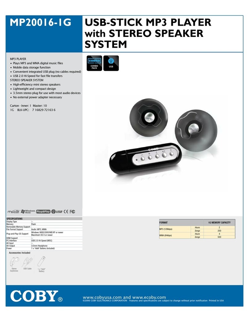 Coby MP20016-IG Specifications