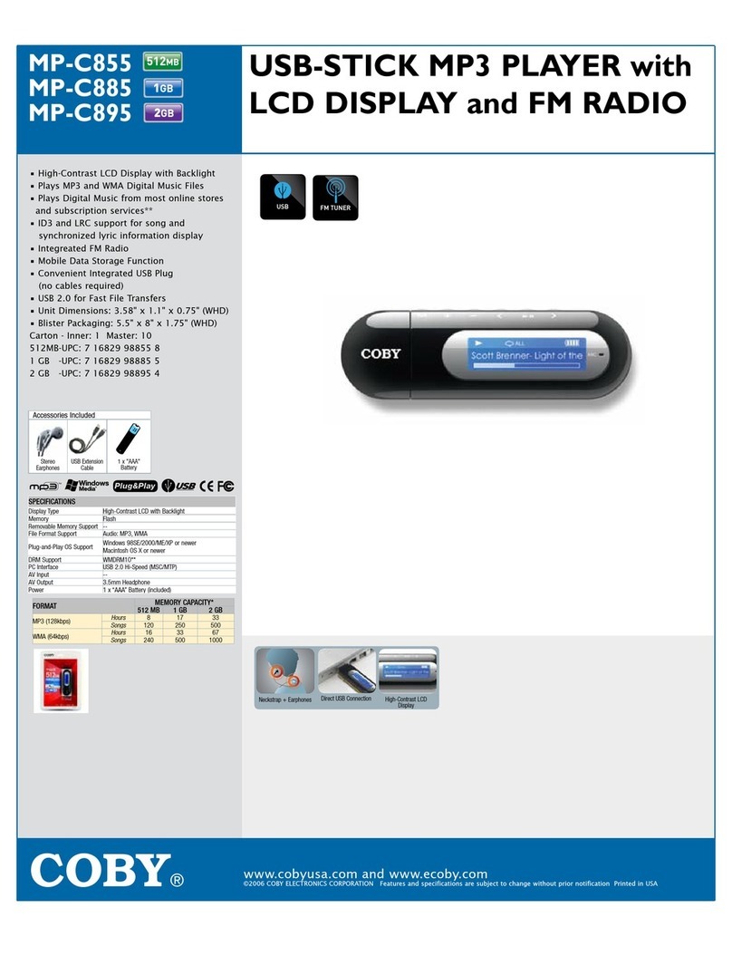 Coby MPC855 - 512 MB Digital Player User manual