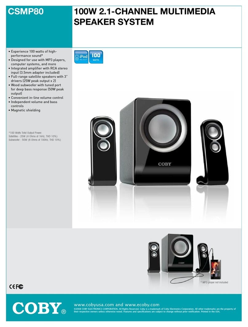 Coby CSMP80 - Multimedia Speaker System Specification sheet