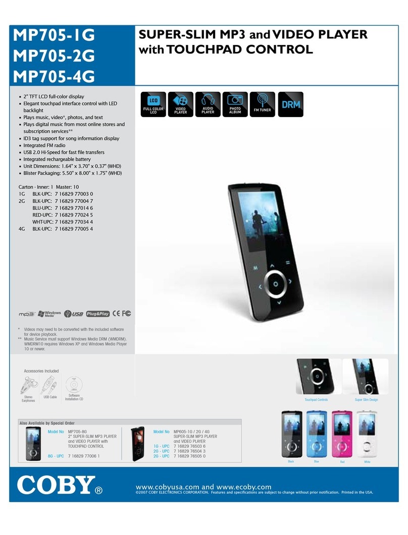 Coby MP705-1G - MP 705 1 GB User manual