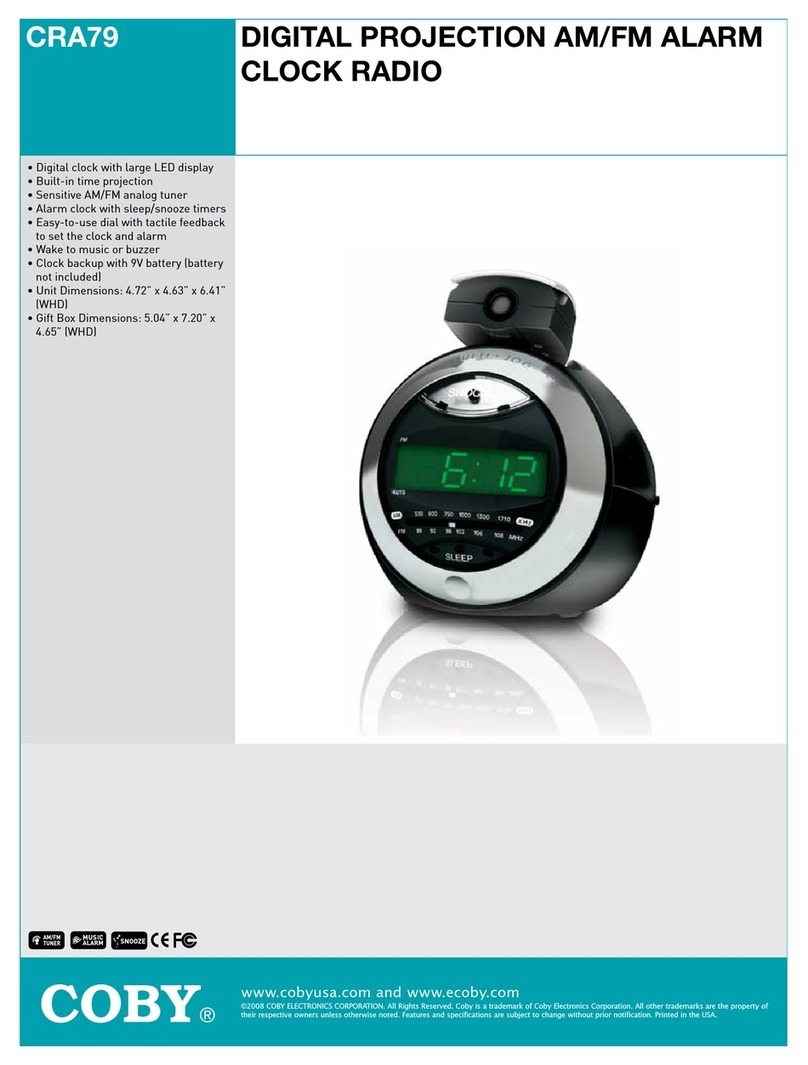 Coby CRA79 - Digital Projection AM/FM Alarm Clock User manual