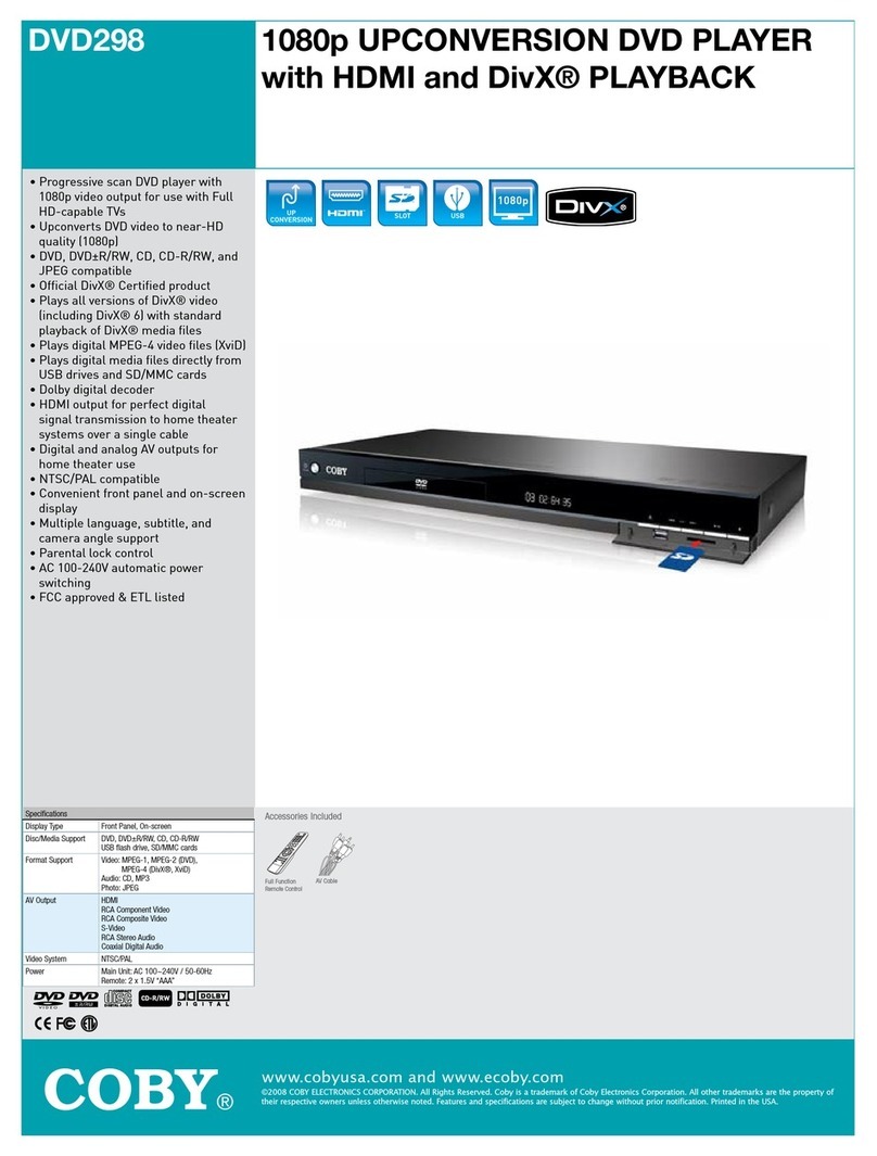 Coby DVD298 - 1080p Upconversion DVD Player User manual