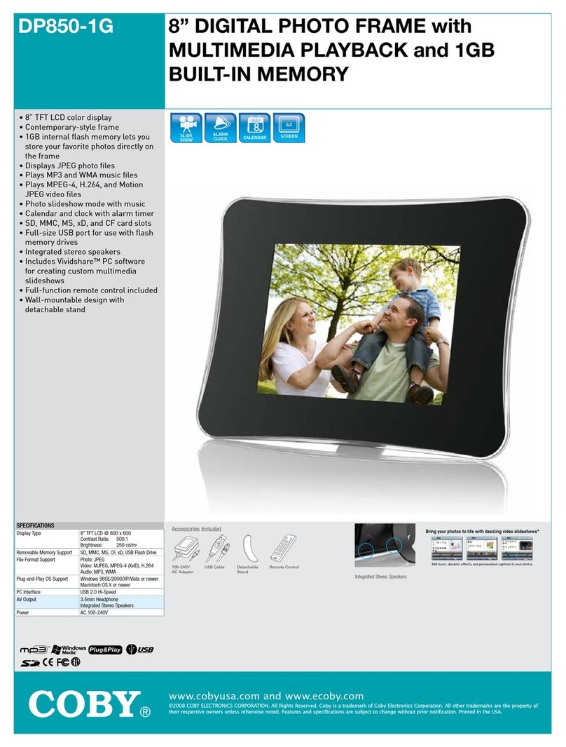 Coby DP850-1G - Digital Photo Frame Specifications
