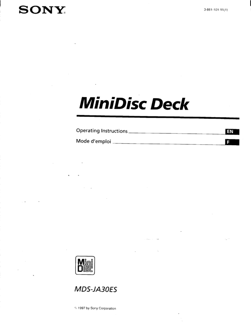 Sony MDS-JA30ES - Mini Disc Recorder User manual Sony MDS-JA30ES - Mini Disc Recorder User manual