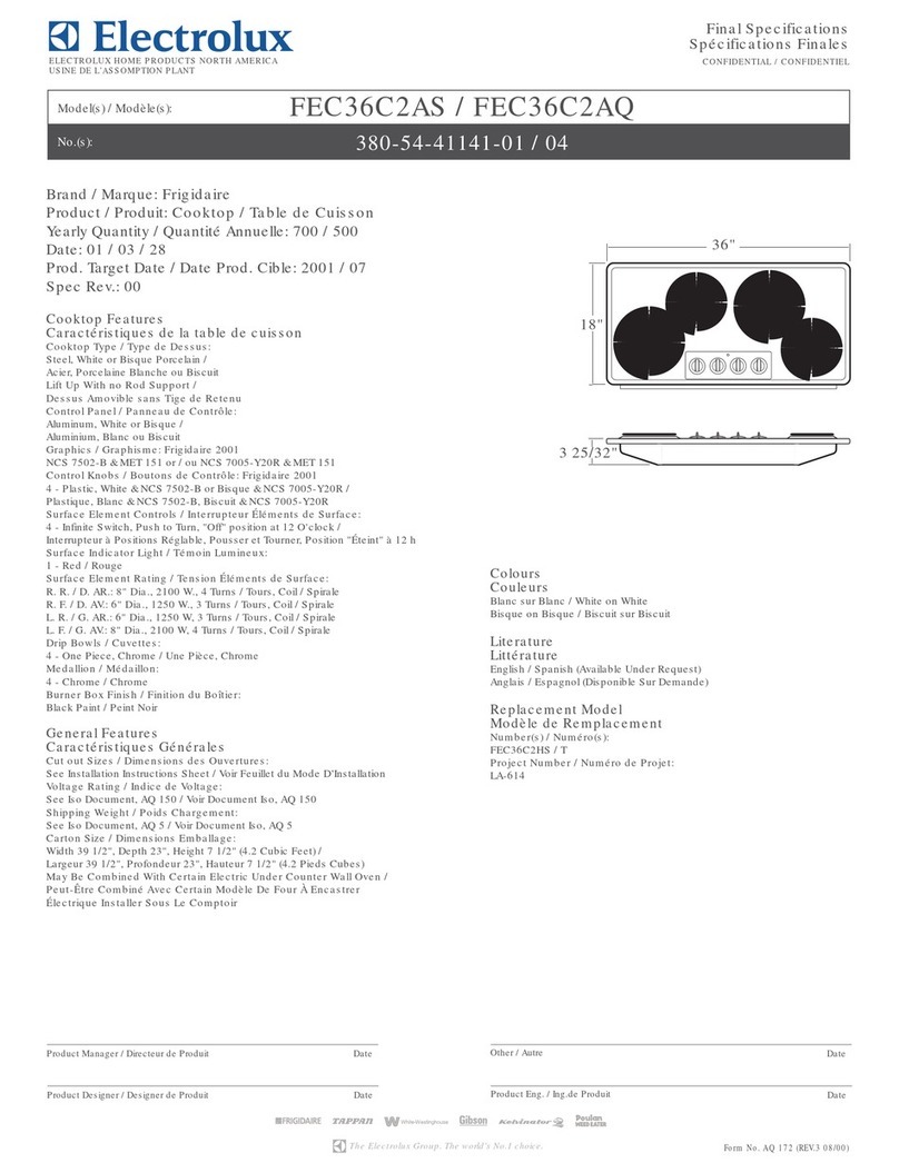 Frigidaire FEC36C2AS - Coil Electric Cooktop User manual Frigidaire FEC36C2AS - Coil Electric Cooktop User manual