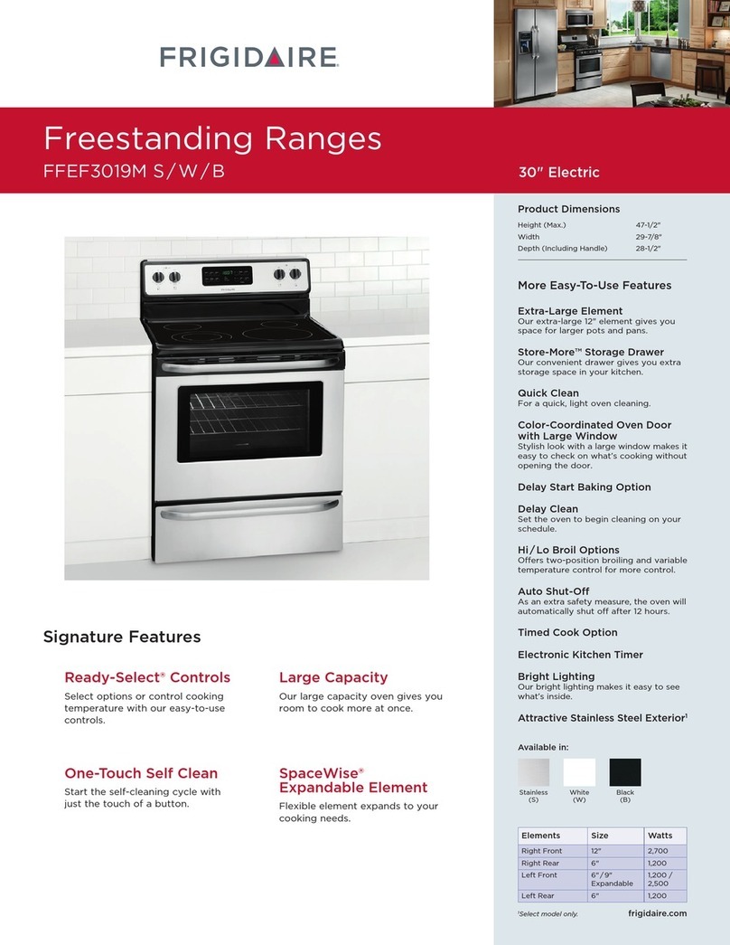 Frigidaire FFEF3019M B Specifications