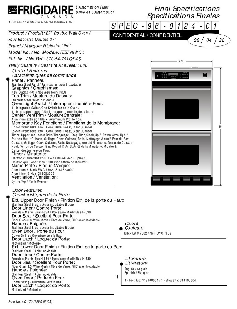 Frigidaire FEB798WCC User manual