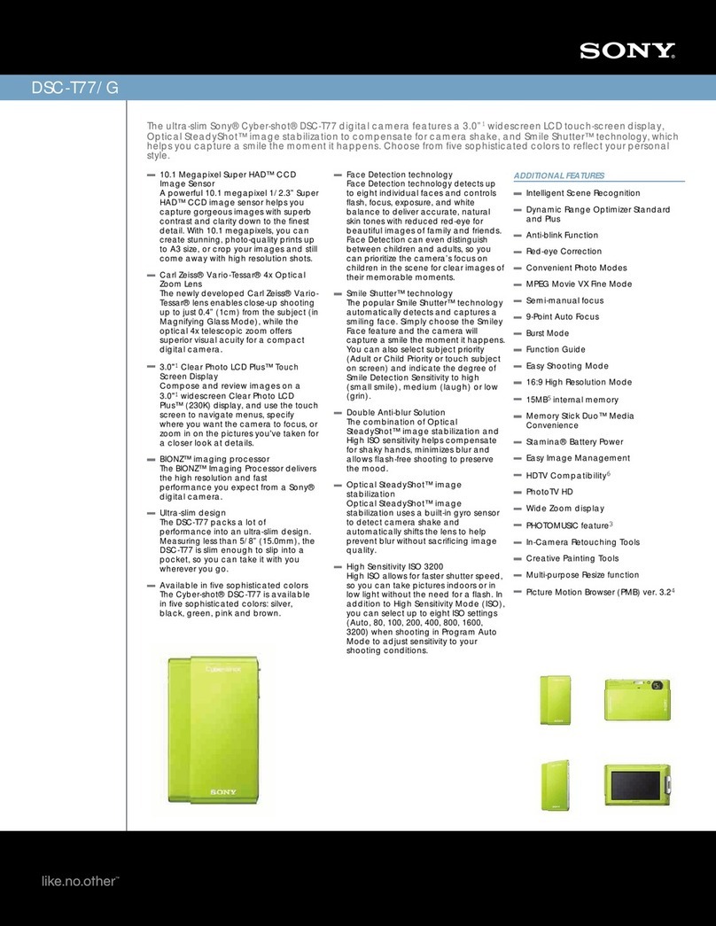 Sony DSC-T77/G Cyber-shot® Specifications