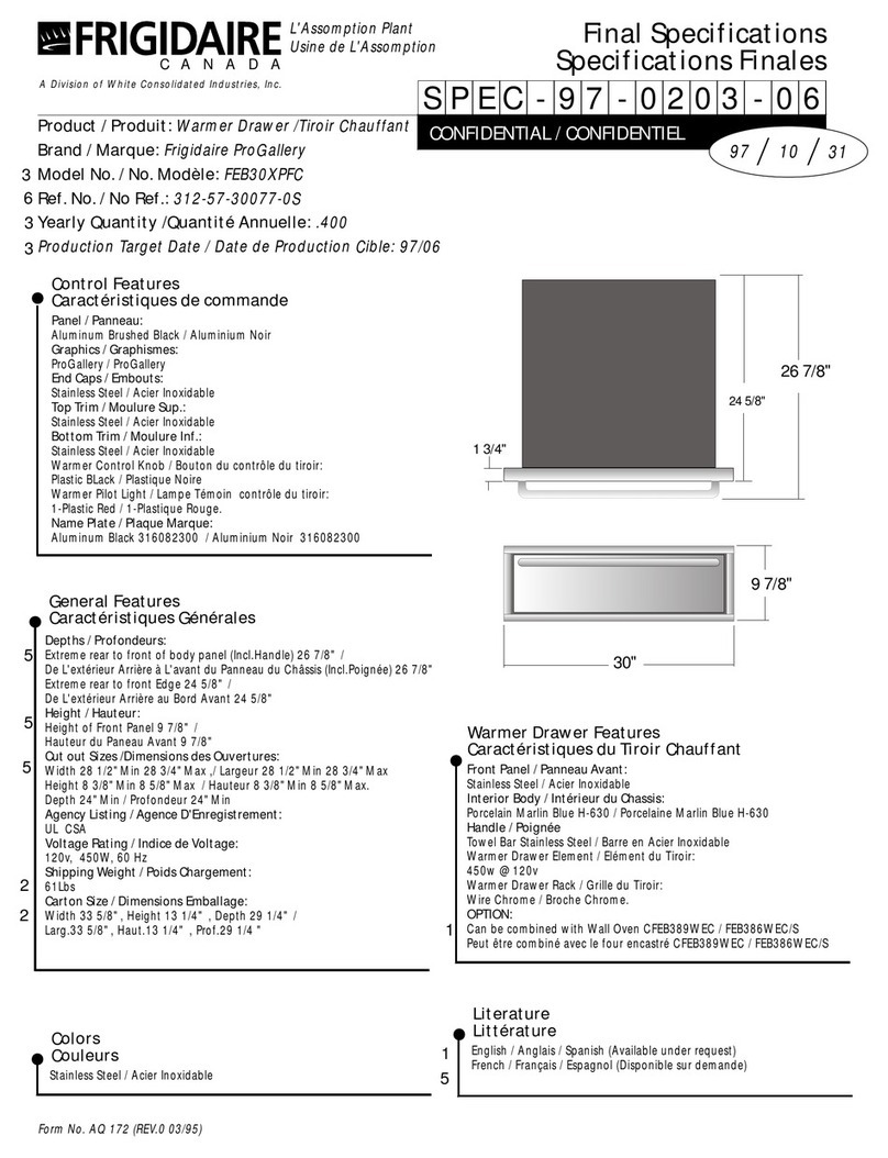 Frigidaire FEB386WEC User manual