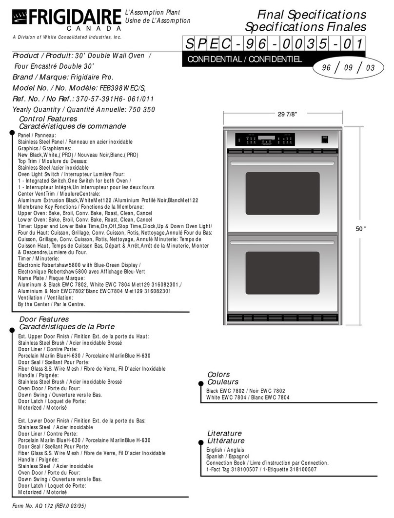 Frigidaire FEB398WEC Specifications