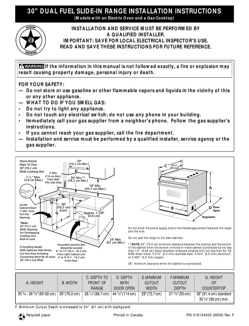 Frigidaire FCS388WECF installation instructions