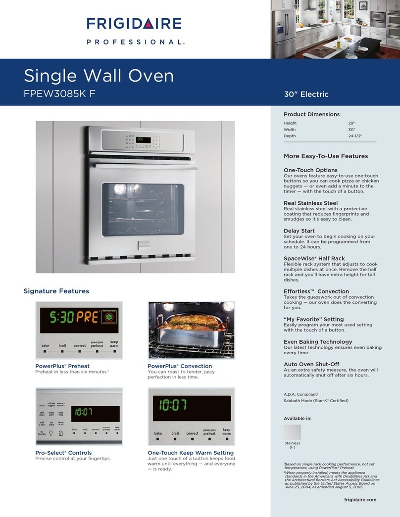 Frigidaire FPEW3085KF -Single User manual