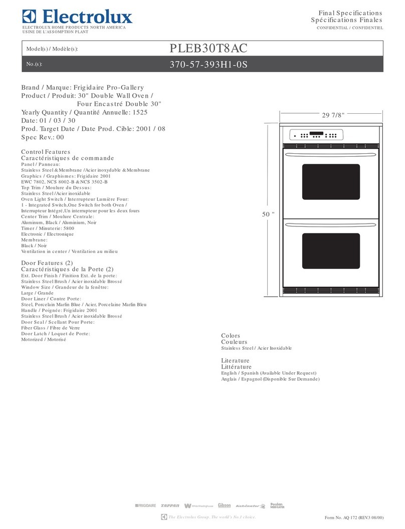Frigidaire PLEB30T8AC User manual