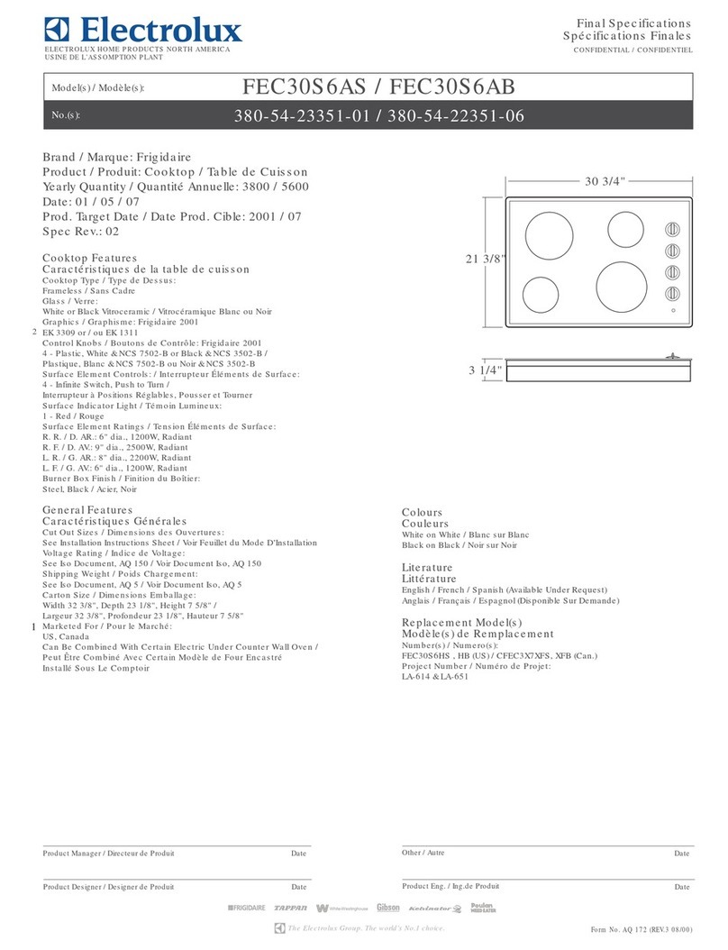 Frigidaire FEC30S6AB - on 30" Smoothtop Electric... User manual Frigidaire FEC30S6AB - on 30" Smoothtop Electric... User manual