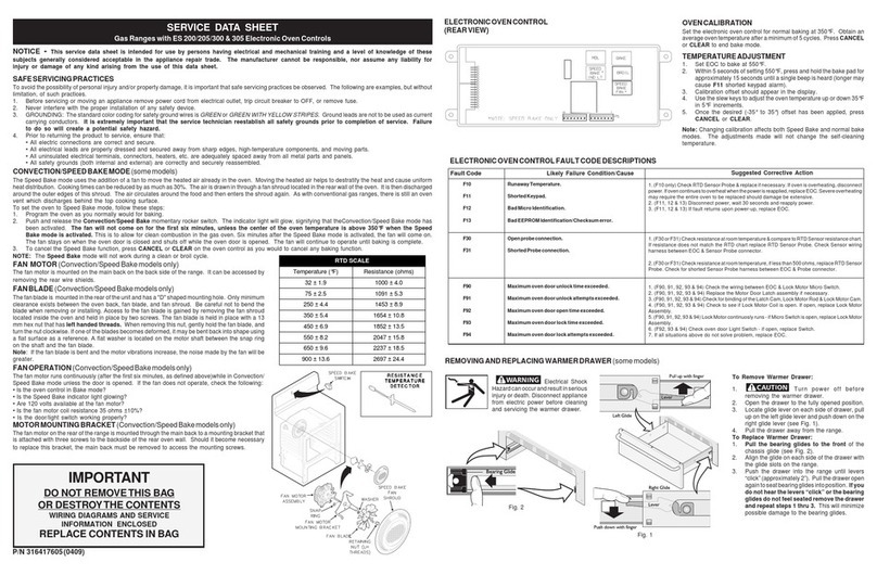 Frigidaire FGFL67DSF Service data sheet