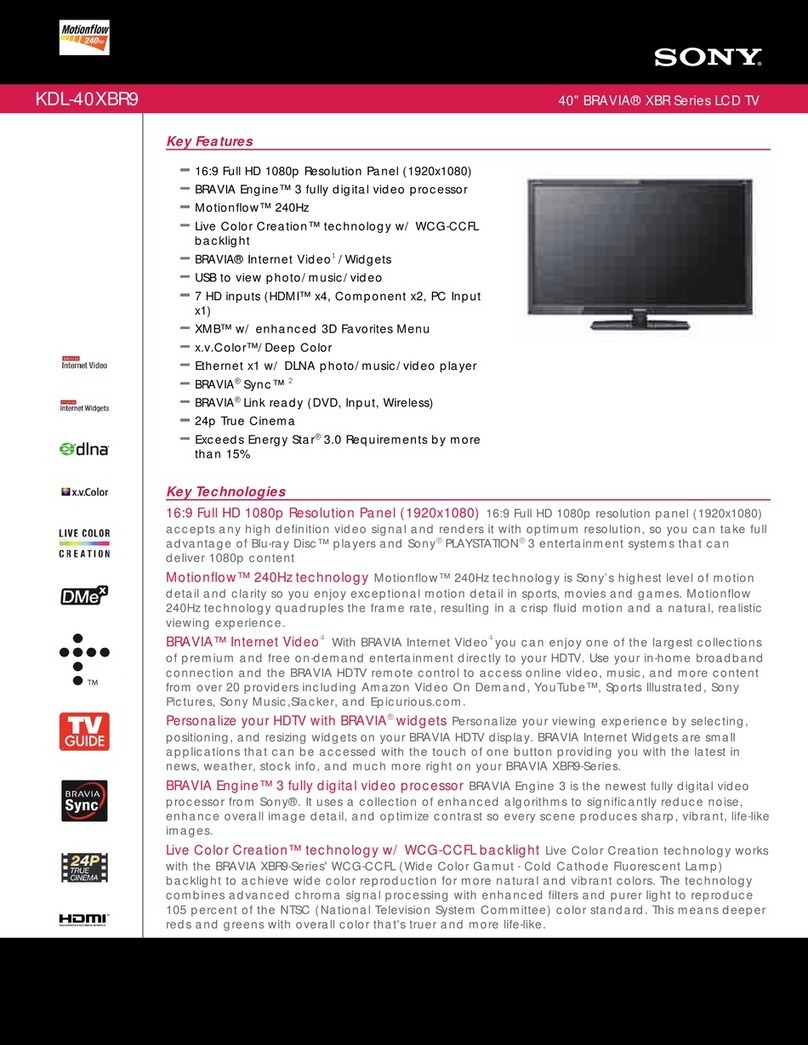 Sony BRAVIA KDL-40XBR9 User manual