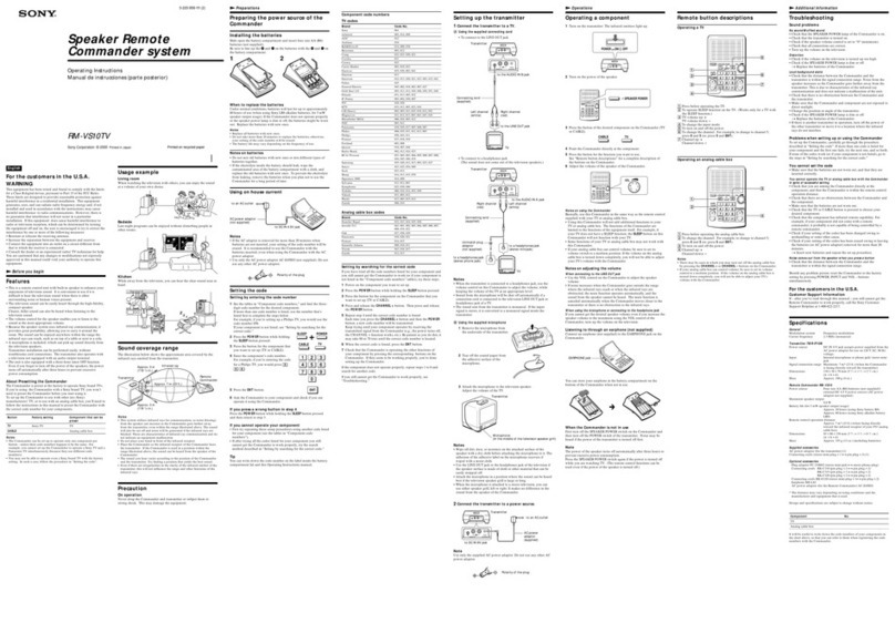 Sony RM-VS10TV Instruction Manual Sony RM-VS10TV Instruction Manual