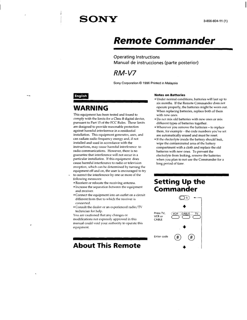 Sony Remote Commander RM-V7 User manual