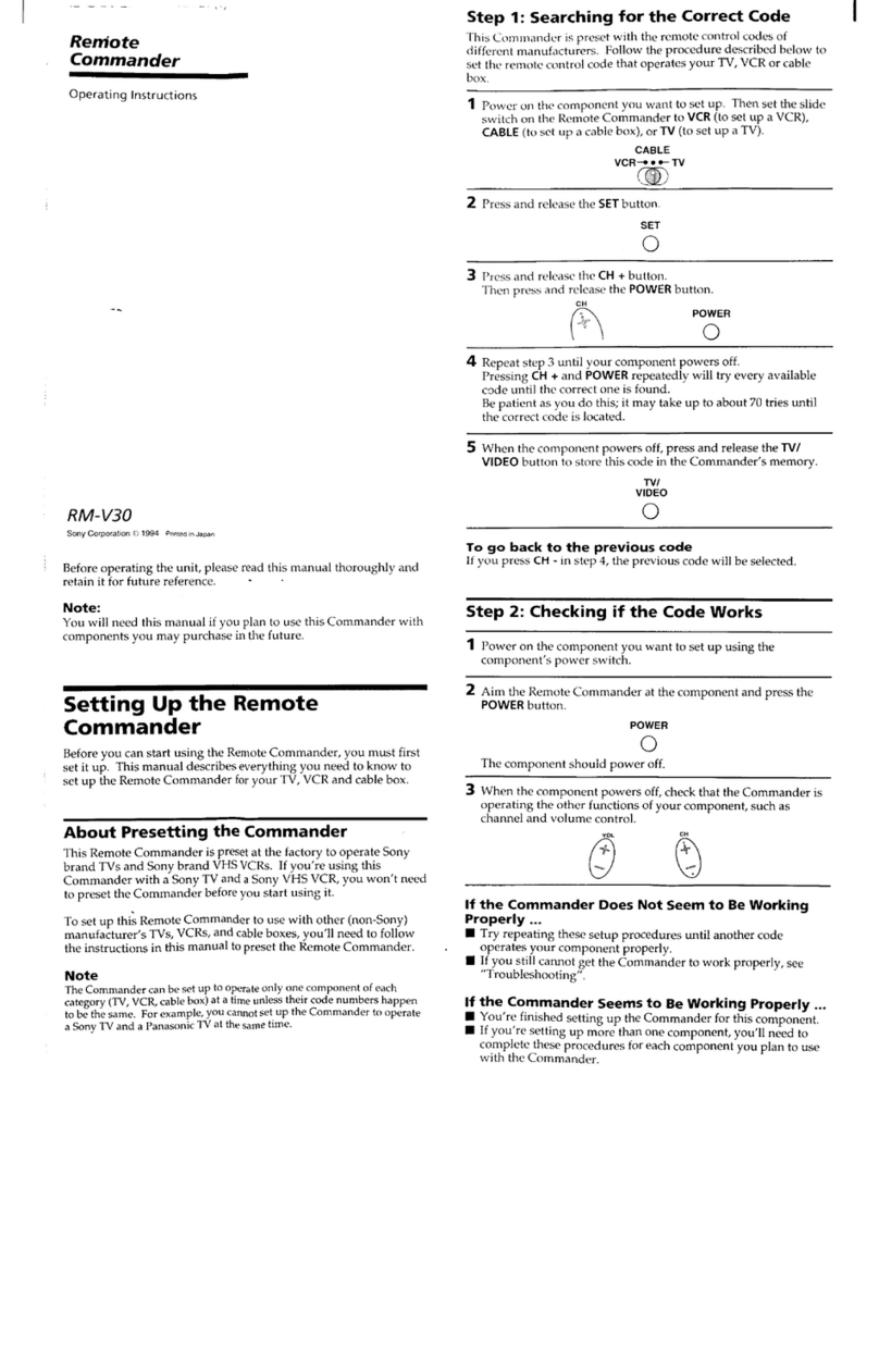 Sony Remote Commander RM-V30 User manual