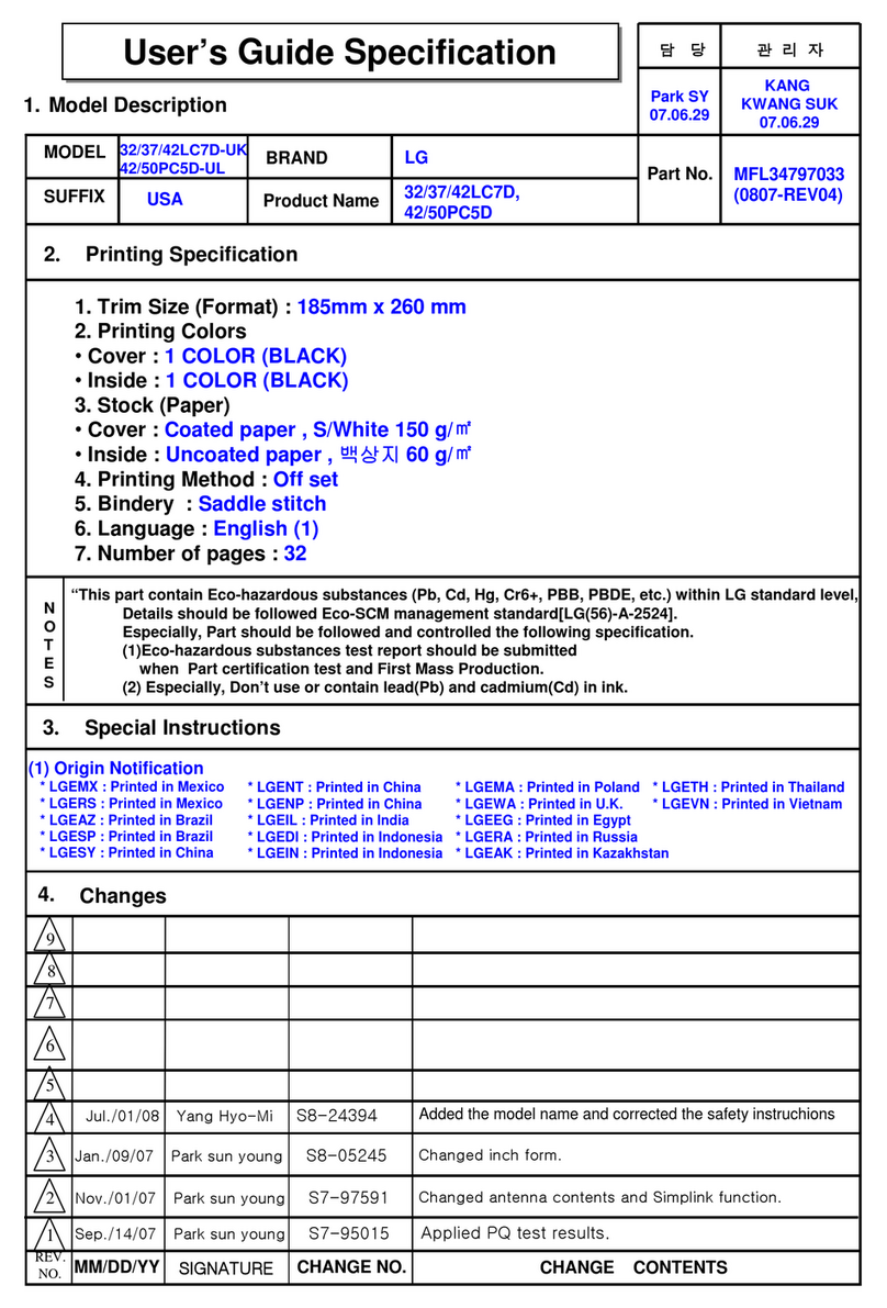 LG 32LC7D Series User manual