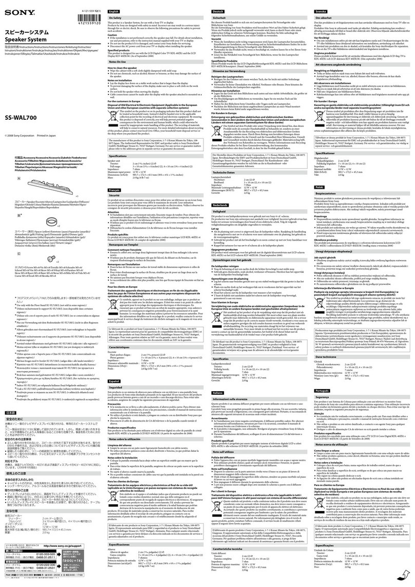 Sony SS-WAL700 User manual Sony SS-WAL700 User manual